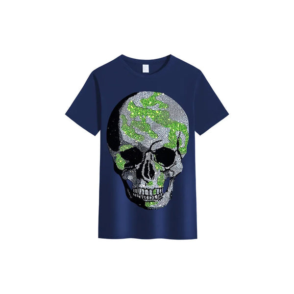 Skull Blue Rhinestone T-shirt