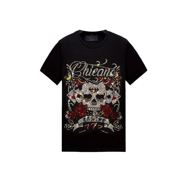 Dog Print Rhinestone T-shirt